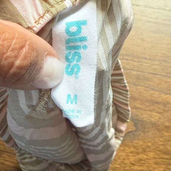 Bliss Medium Tan and Pink Striped Pajama Short - Picture 2 of 5